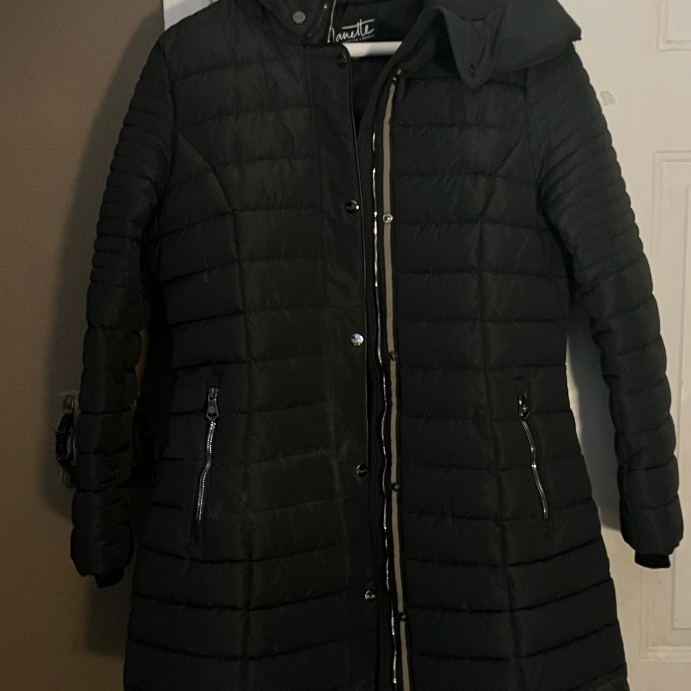 Nanette Lepore Midnight Black Hooded Puffer Coat